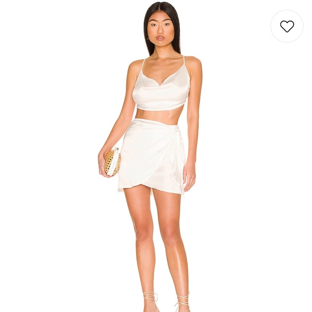 Indah Satin Cowl Neck Top and Wrap Skirt set